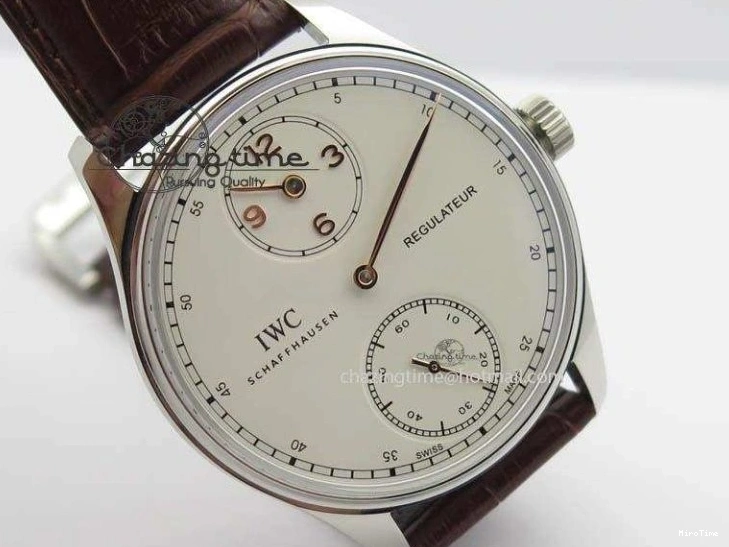 MIROTIME 0507 Sustainable Portuguese IW5444 SS White Dial RG Numbers On Brown Leather Strap A 7256